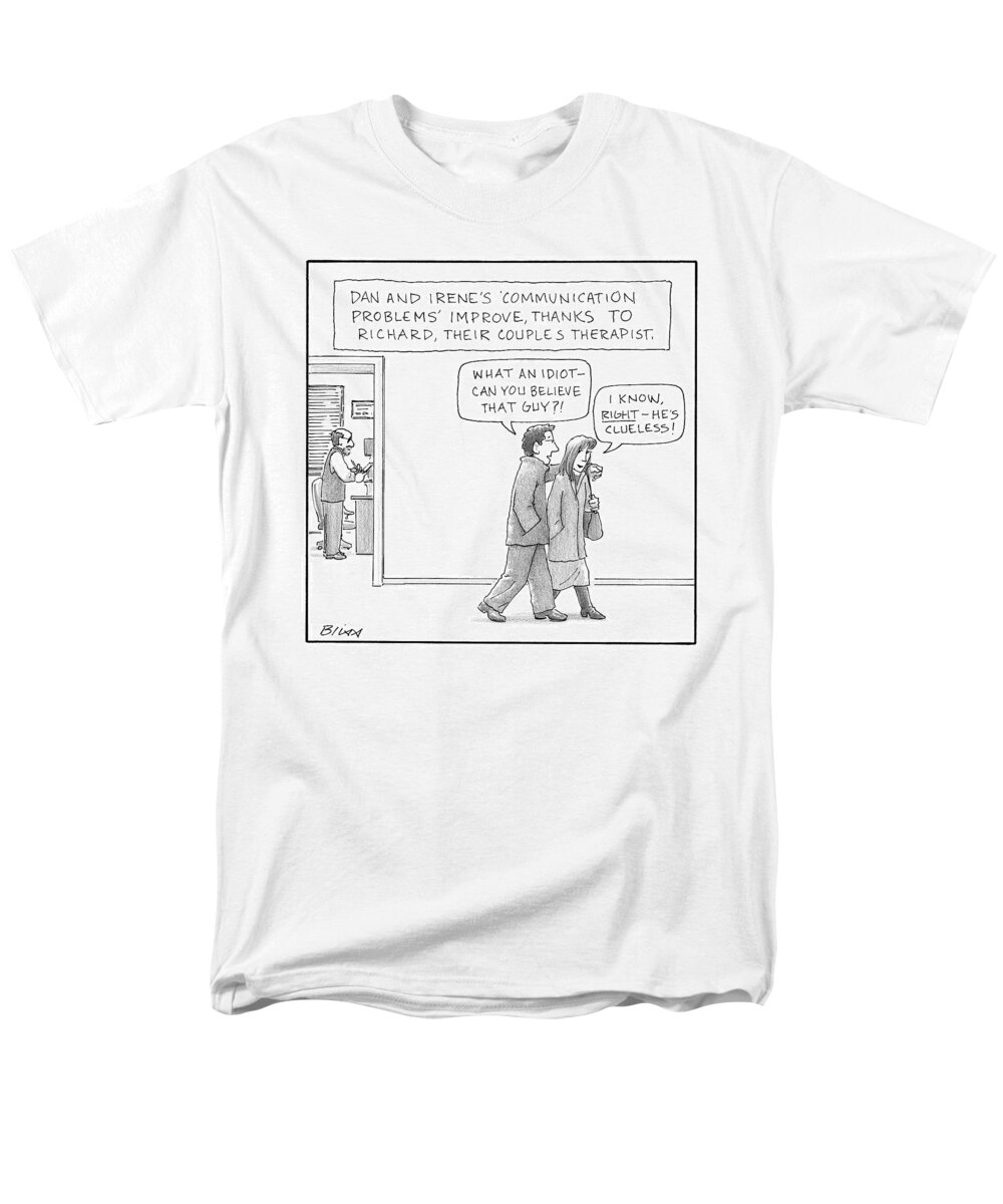 Captionless Men's T-Shirt (Regular Fit) featuring the drawing A Couple Badmouths Their Therapist by Harry Bliss