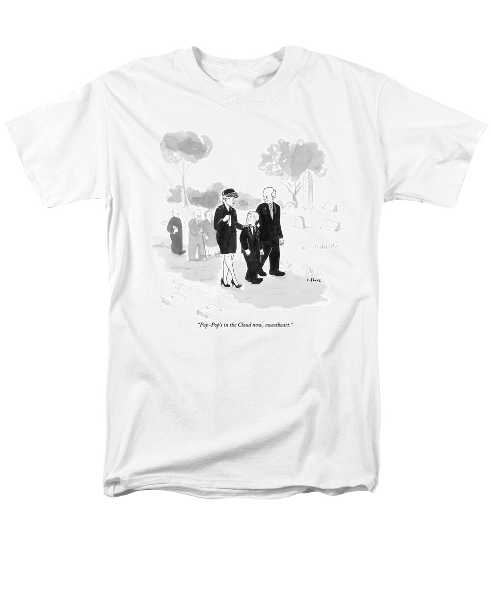 Funeral Men's T-Shirt (Regular Fit) featuring the drawing A Husband And Wife At A Funeral Comfort by Emily Flake