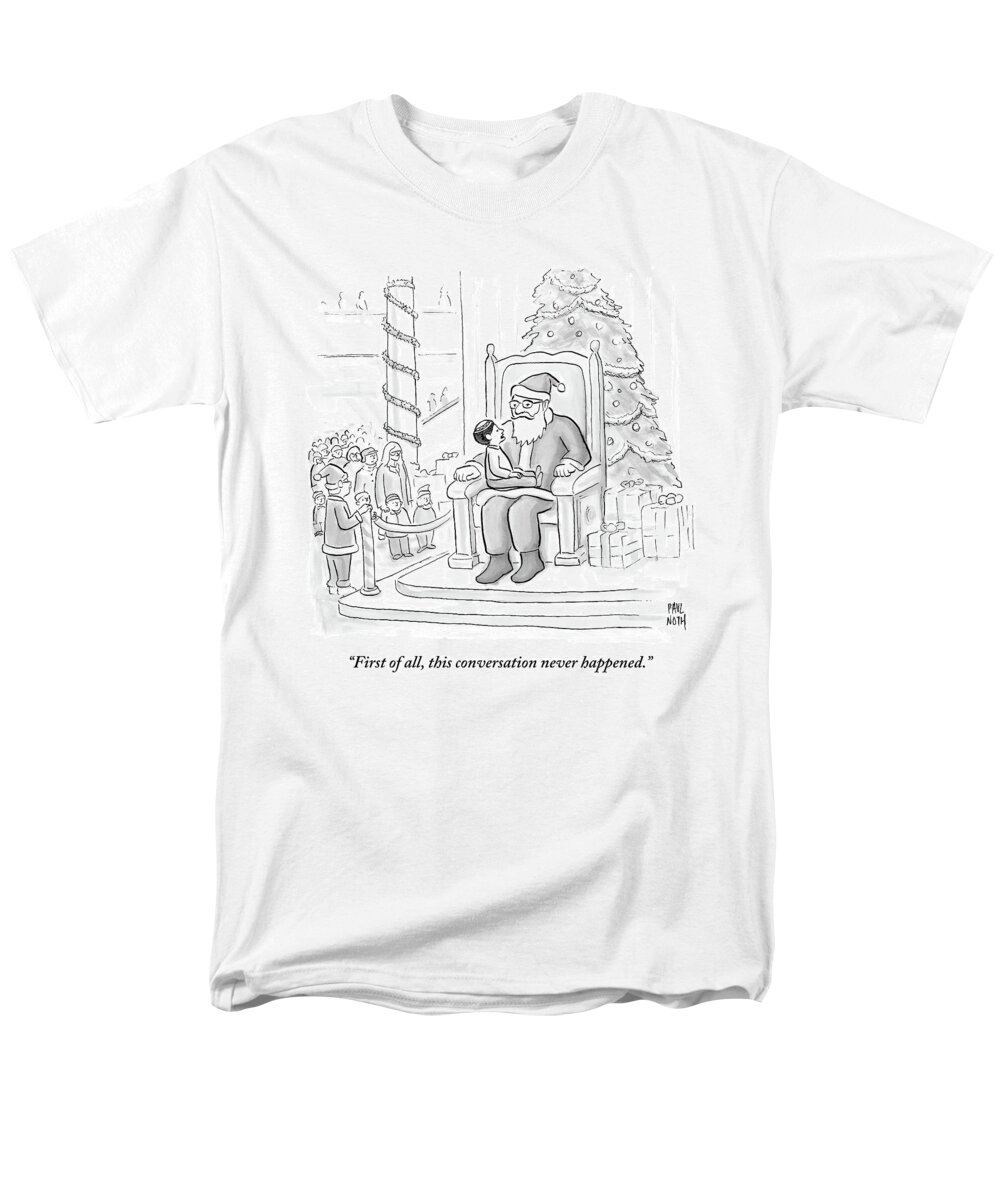 Santa Men's T-Shirt (Regular Fit) featuring the drawing A Jewish Boy Wearing A Yarmulke Sits Atop by Paul Noth