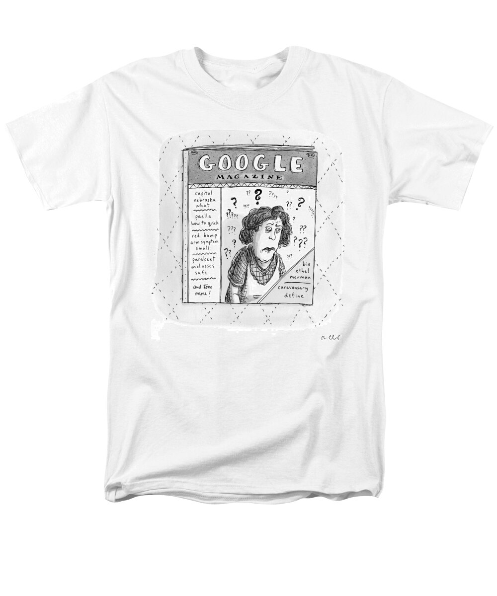 Google Men's T-Shirt (Regular Fit) featuring the drawing A Magazine Titled Google Magazine by Roz Chast