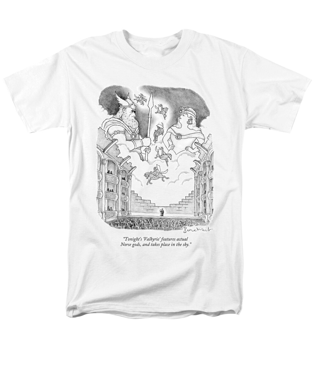 Mythology Men's T-Shirt (Regular Fit) featuring the drawing A Man Addresses A Large Theater by David Borchart