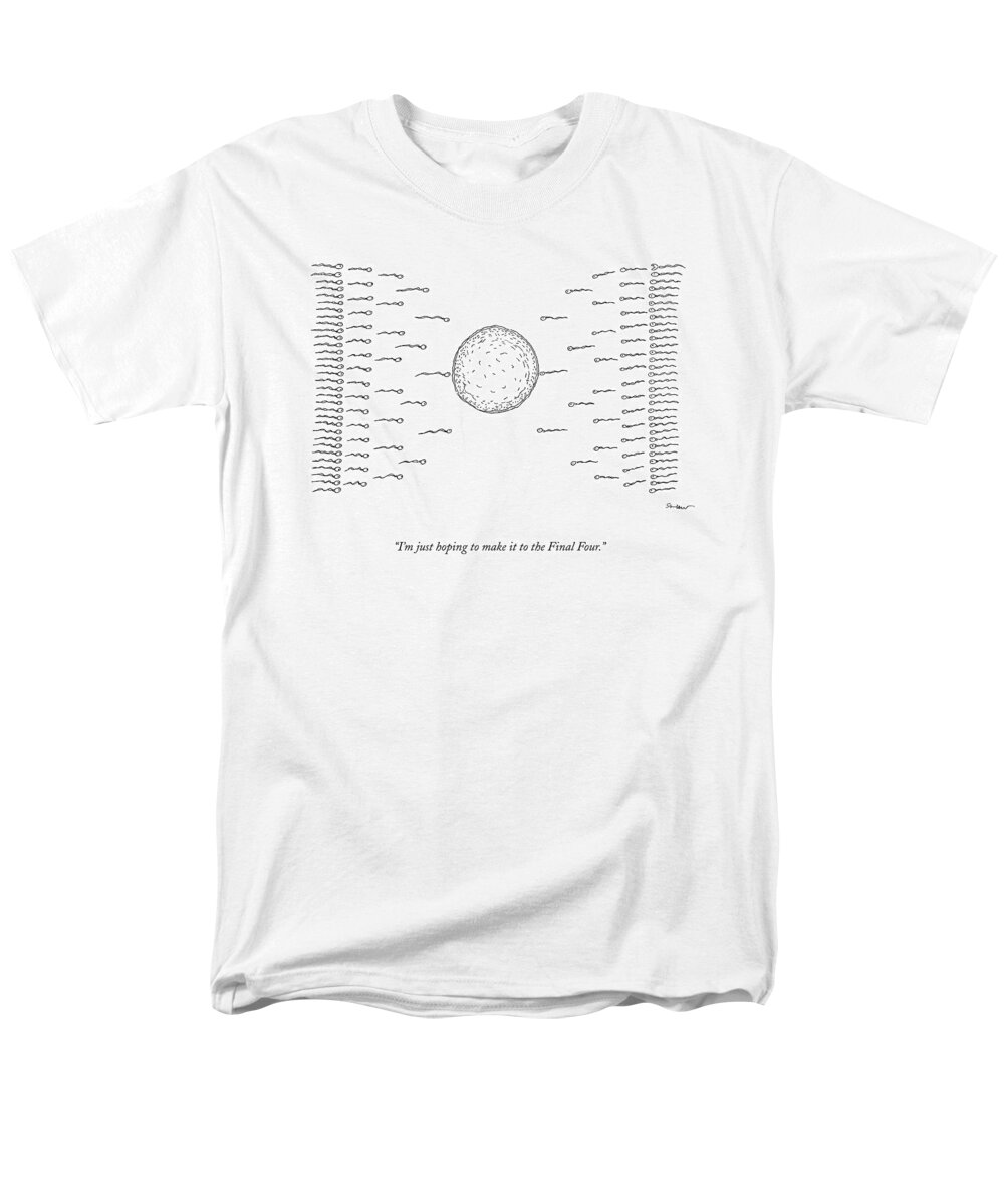 March Madness Men's T-Shirt (Regular Fit) featuring the drawing A Number Of Sperms Approach An Egg In The Shape by Michael Shaw
