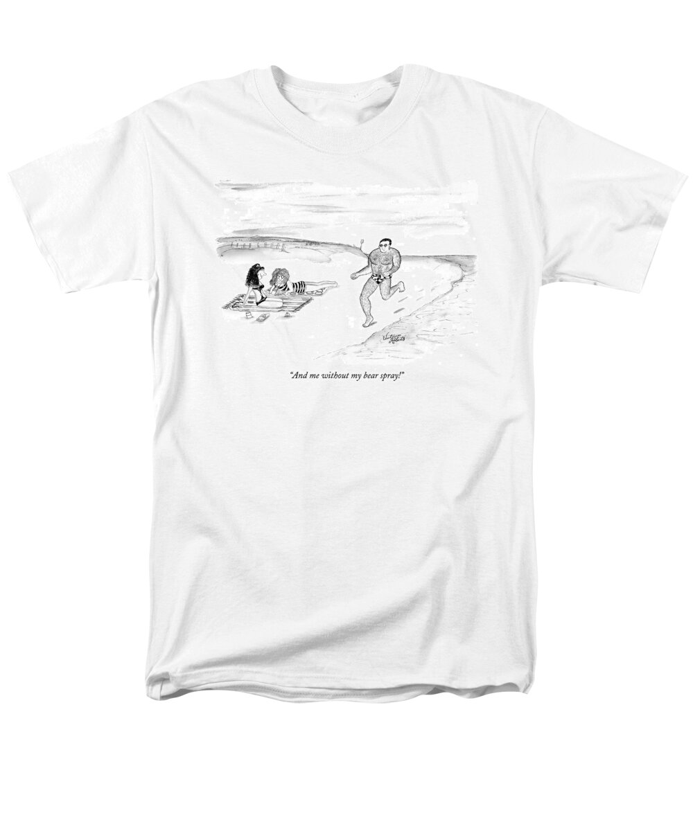 Bears Men's T-Shirt (Regular Fit) featuring the drawing And Me Without My Bear Spray! by Victoria Roberts