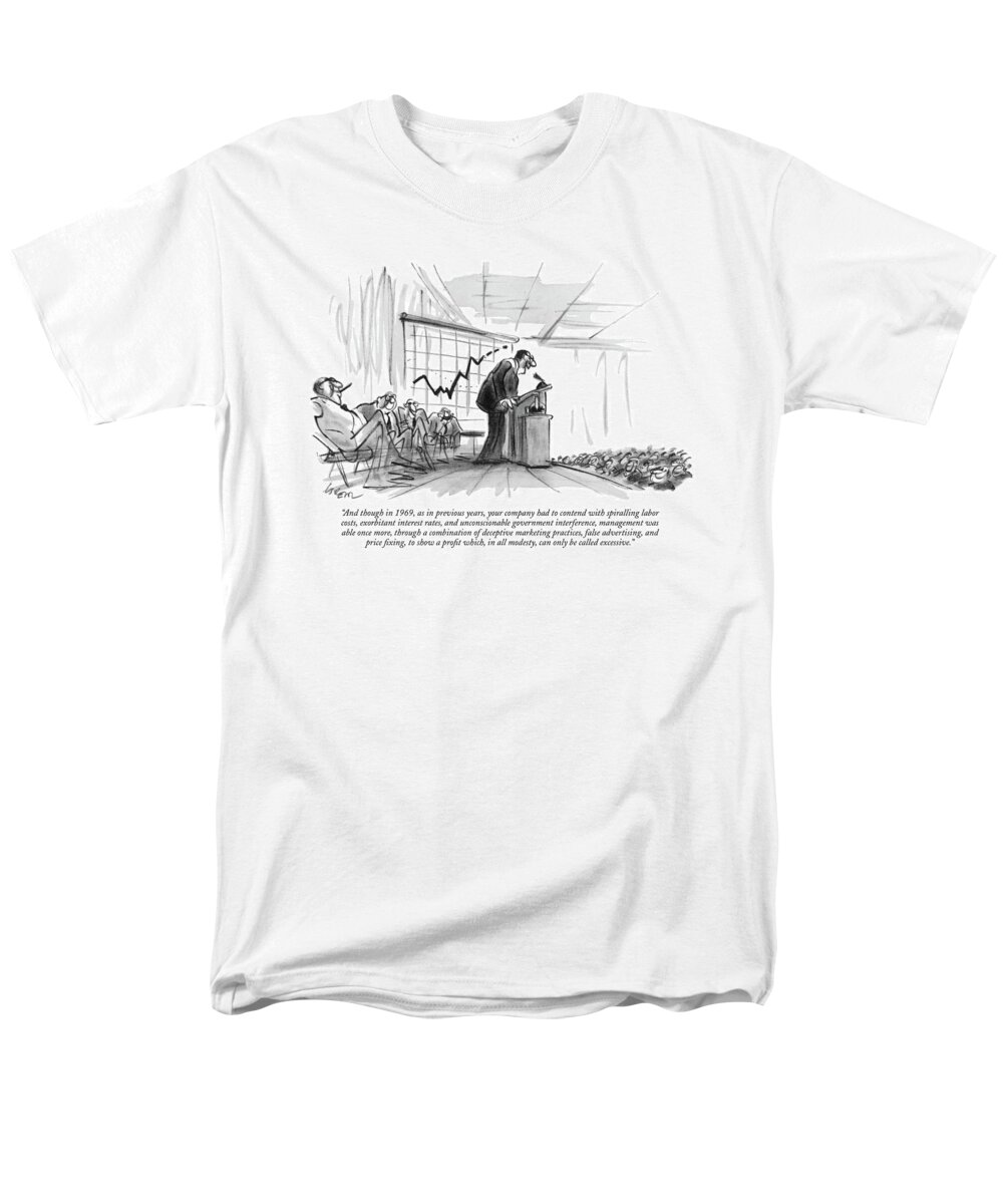 
(c.e.0. Addressing Auditorium Of Stock-holders.)
Business Men's T-Shirt (Regular Fit) featuring the drawing And Though In 1969 by Lee Lorenz