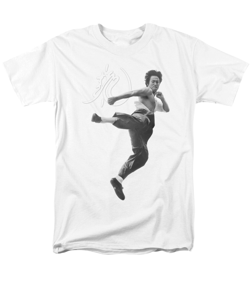 Bruce Lee Men's T-Shirt (Regular Fit) featuring the digital art Bruce Lee - Flying Kick by Brand A