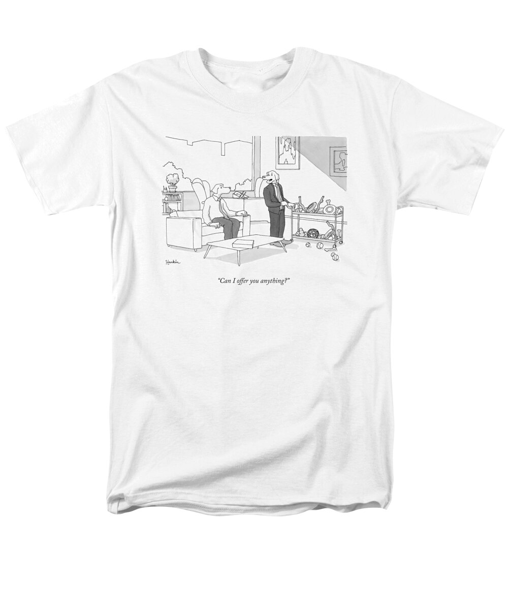 Dog Men's T-Shirt (Regular Fit) featuring the drawing Can I Offer You Anything? by Charlie Hankin