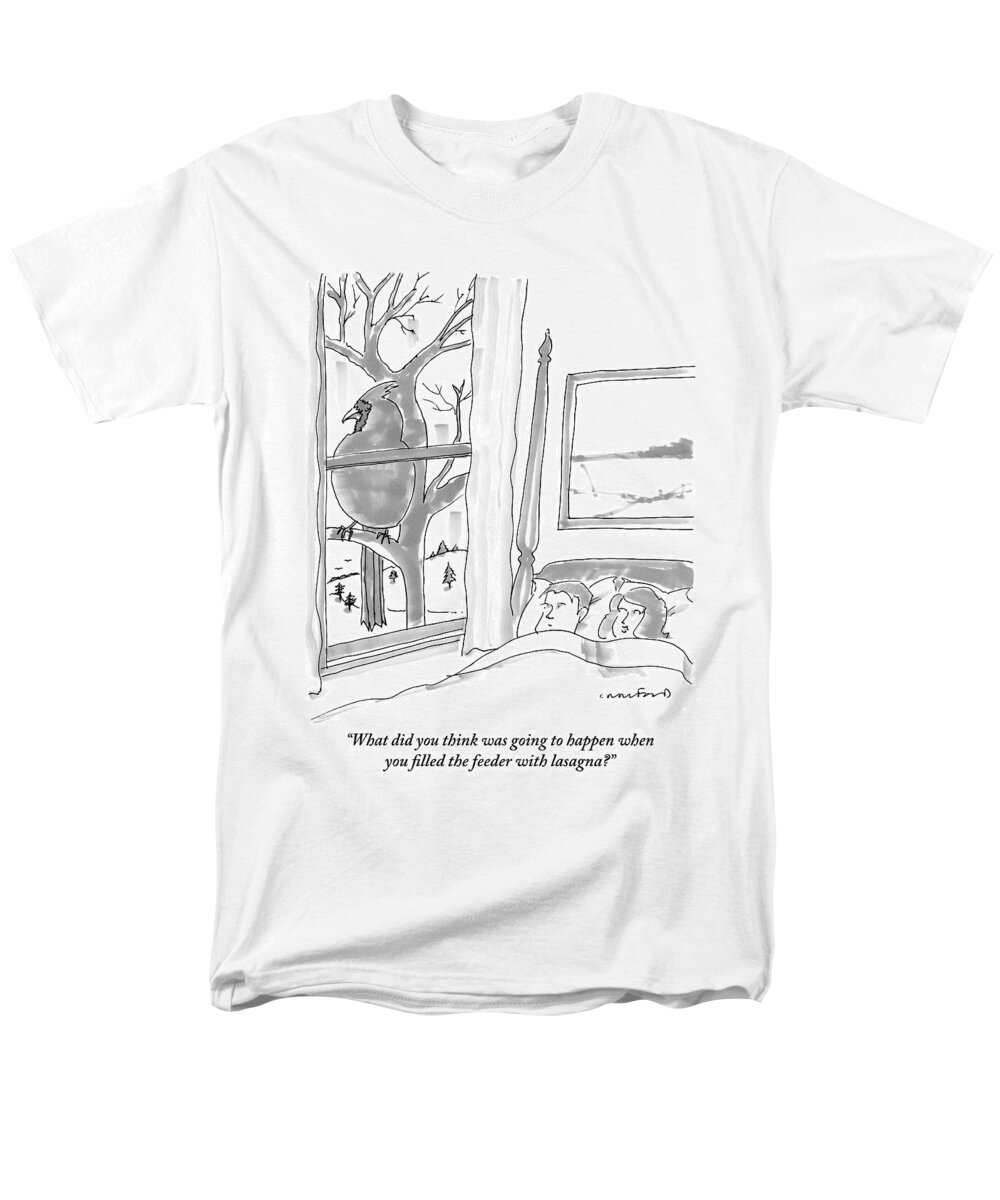 Animal
Dining
Nature


 Men's T-Shirt (Regular Fit) featuring the drawing Couple In Bed by Michael Crawford