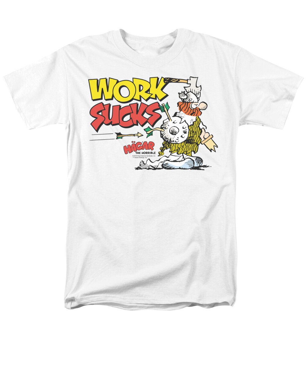  Men's T-Shirt (Regular Fit) featuring the digital art Hagar The Horrible - Work Sucks by Brand A