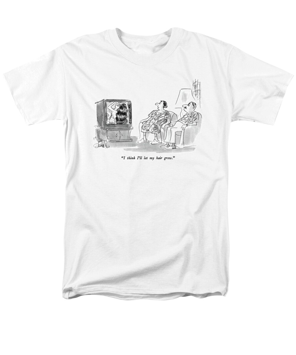 Advertising Men's T-Shirt (Regular Fit) featuring the drawing I Think I'll Let My Hair Grow by Edward Frascino