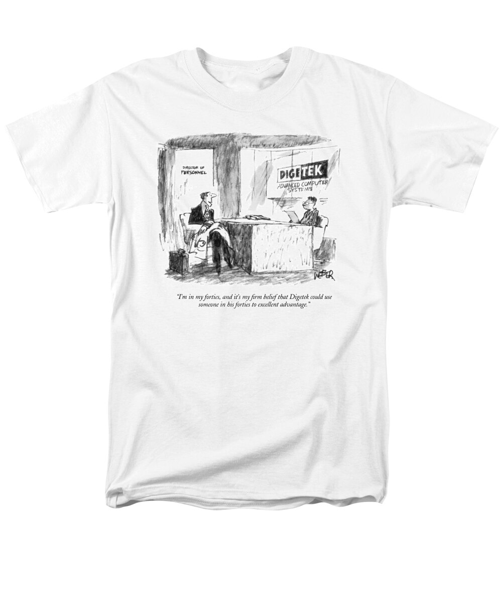 
(man Talking To Director Of Personnel At Digetek Company)
Business Men's T-Shirt (Regular Fit) featuring the drawing I'm In My Forties by Robert Weber