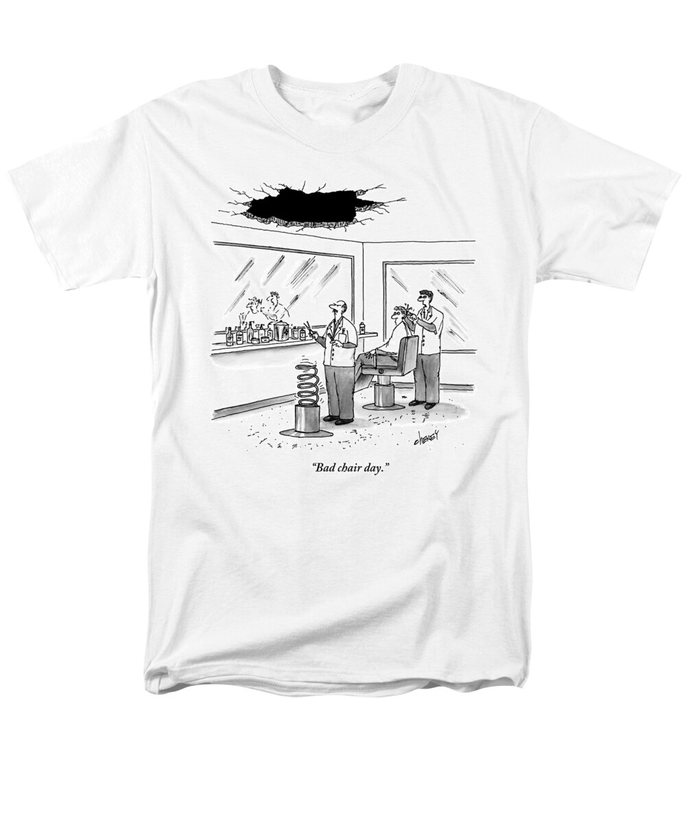 Cctk Men's T-Shirt (Regular Fit) featuring the drawing Inside Of A Barbershop There Is A Hole by Tom Cheney
