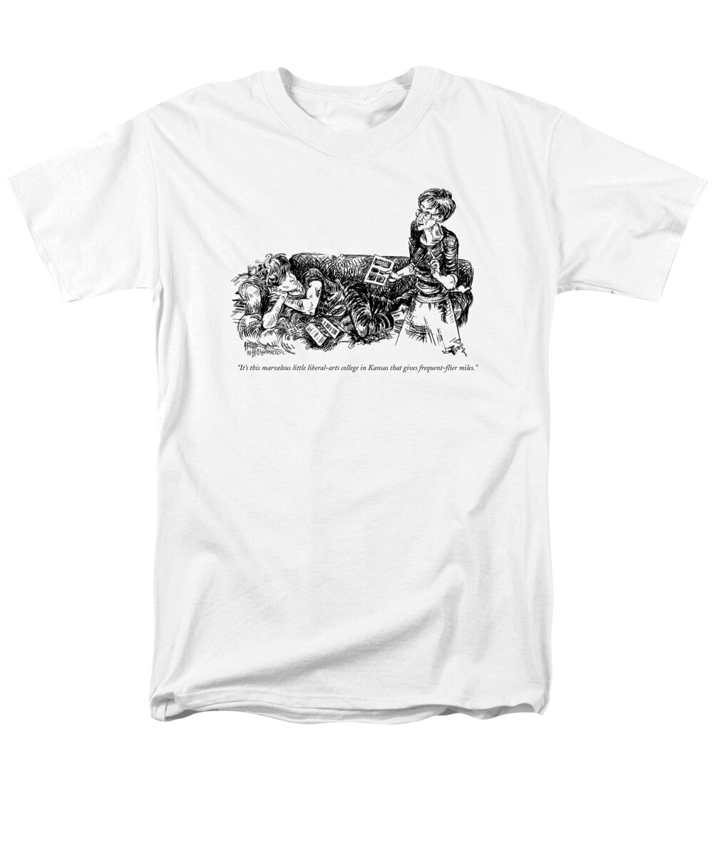 Education Men's T-Shirt (Regular Fit) featuring the drawing It's This Marvelous Little Liberal-arts College by William Hamilton