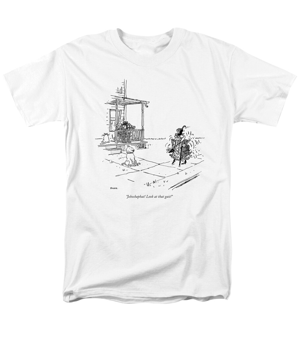 Old Age Men's T-Shirt (Regular Fit) featuring the drawing Jehoshaphat! Look At That Gait! by George Booth