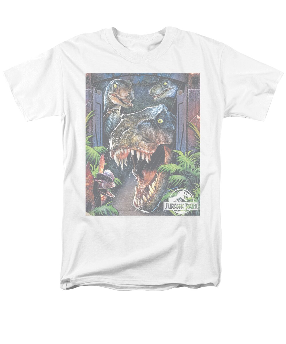  Men's T-Shirt (Regular Fit) featuring the digital art Jurassic Park - Giant Door by Brand A