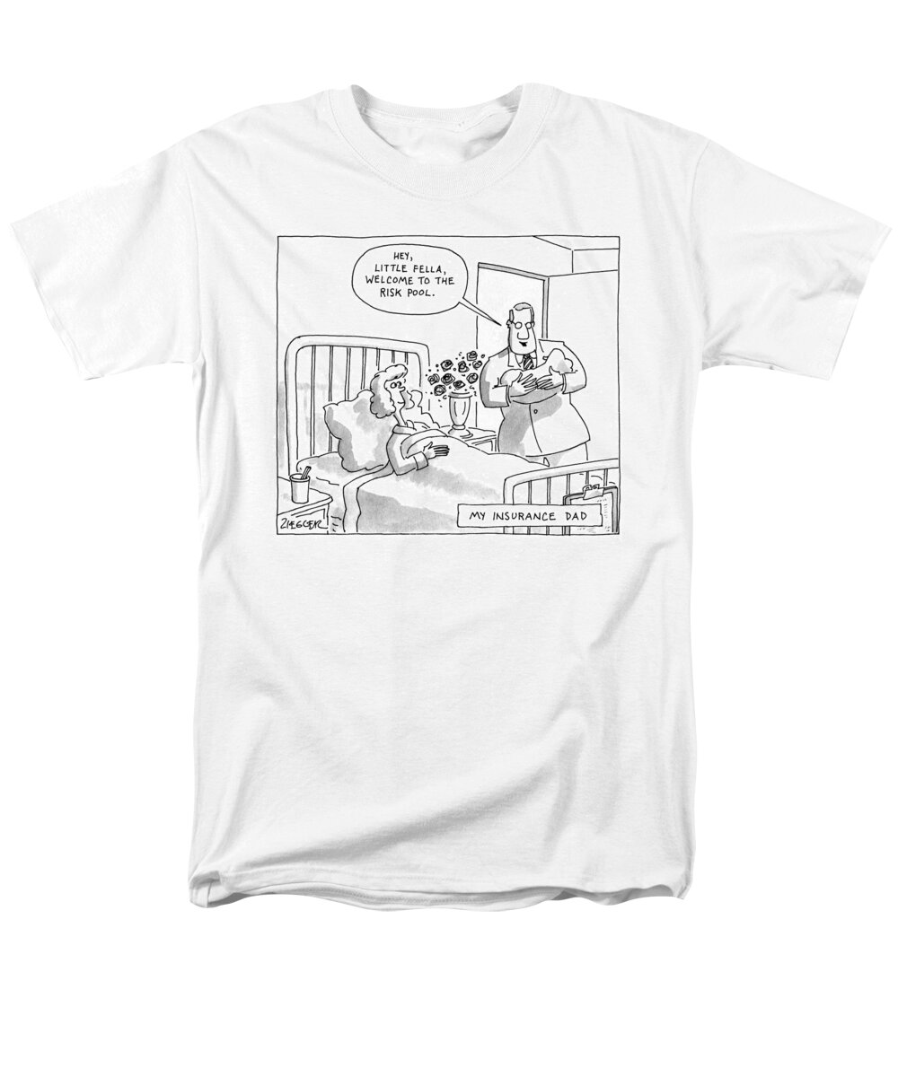 My Insurance Dad Men's T-Shirt (Regular Fit) featuring the drawing My Insurance Dad by Jack Ziegler