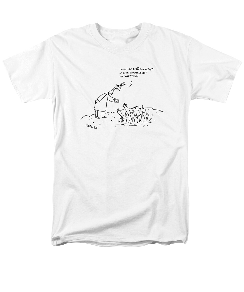 Devil Men's T-Shirt (Regular Fit) featuring the drawing New Yorker April 24th, 2017 by Peter Mueller