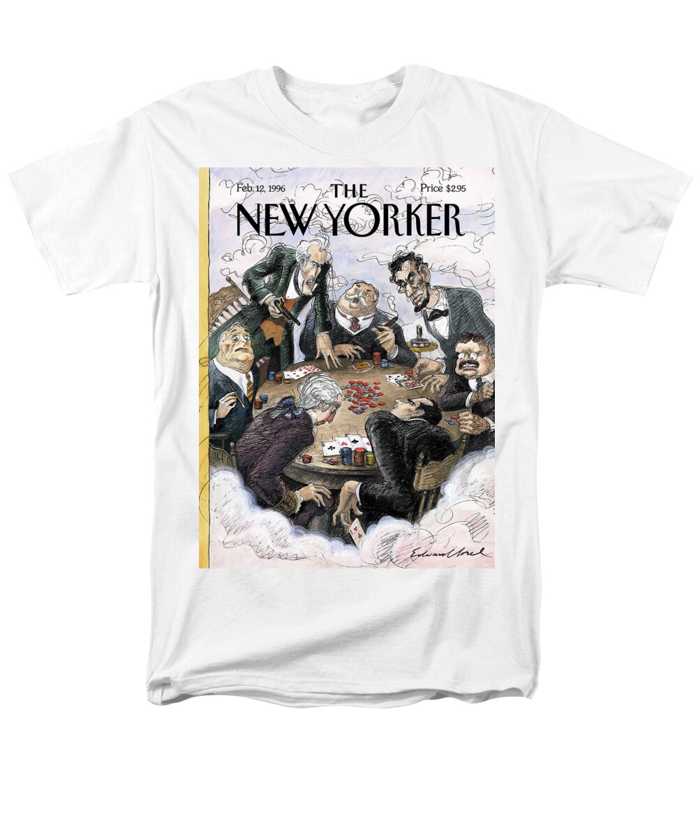 Presidential Privilege Artkey 50844 Eso Edward Sorel Men's T-Shirt (Regular Fit) featuring the painting New Yorker February 12th, 1996 by Edward Sorel