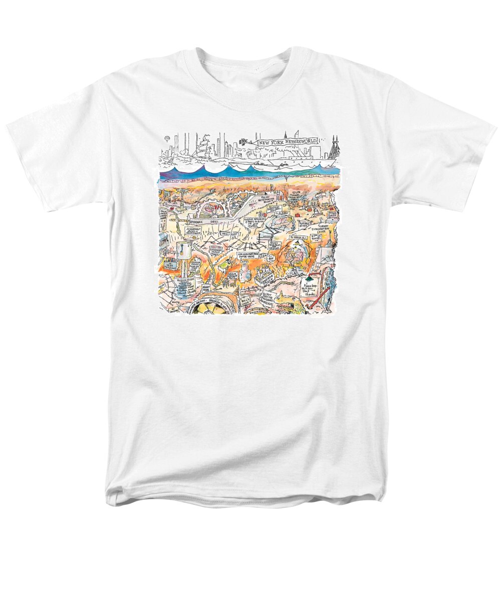 New York City Men's T-Shirt (Regular Fit) featuring the drawing New Yorker February 22nd, 1999 by George Booth