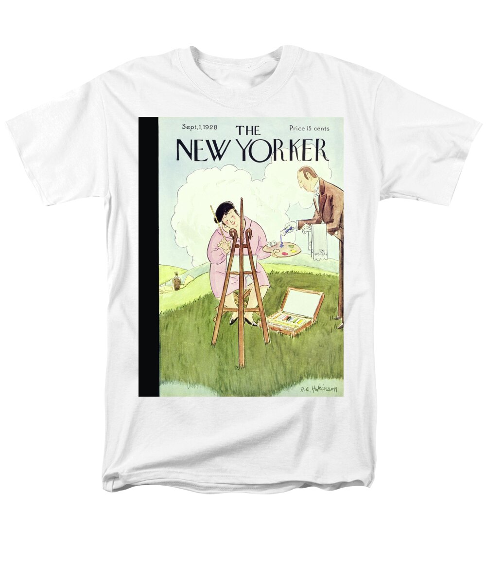 Landscape Men's T-Shirt (Regular Fit) featuring the painting New Yorker September 1 1928 by Helene E Hokinson