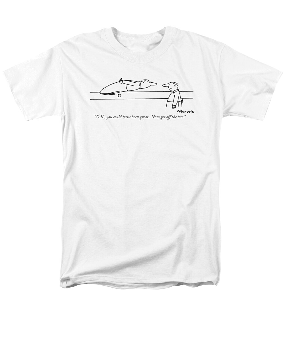 Olympic Games Men's T-Shirt (Regular Fit) featuring the drawing O.k., You Could Have Been Great. Now Get by Charles Barsotti