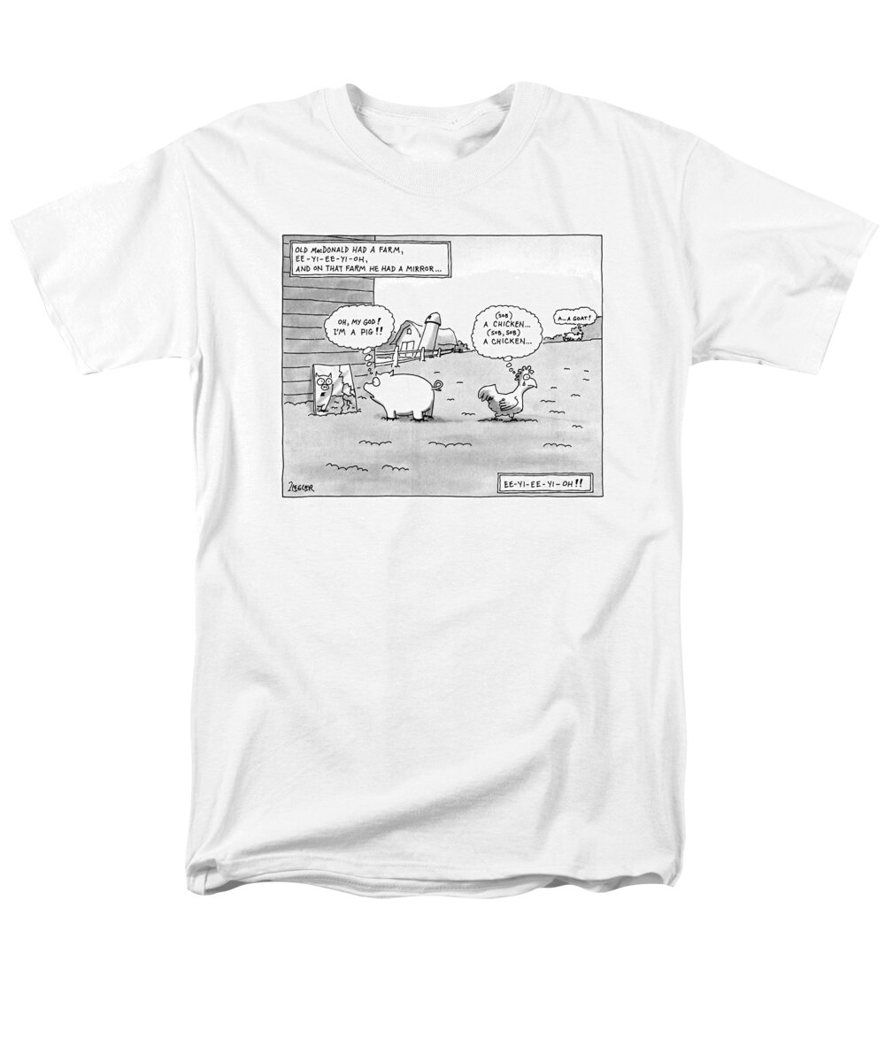 Reality Men's T-Shirt (Regular Fit) featuring the drawing Old Macdonald Had A Farm by Jack Ziegler