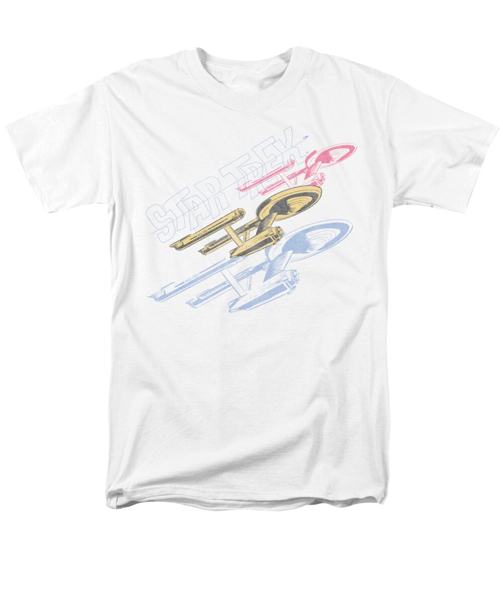Star Trek Men's T-Shirt (Regular Fit) featuring the digital art Star Trek - Retro Tri Enterprise by Brand A