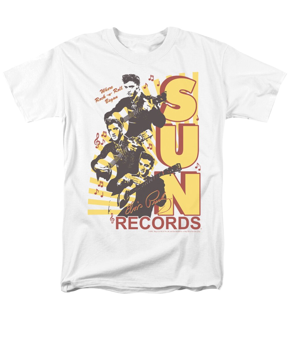 Sun Record Company Men's T-Shirt (Regular Fit) featuring the digital art Sun - Tri Elvis by Brand A