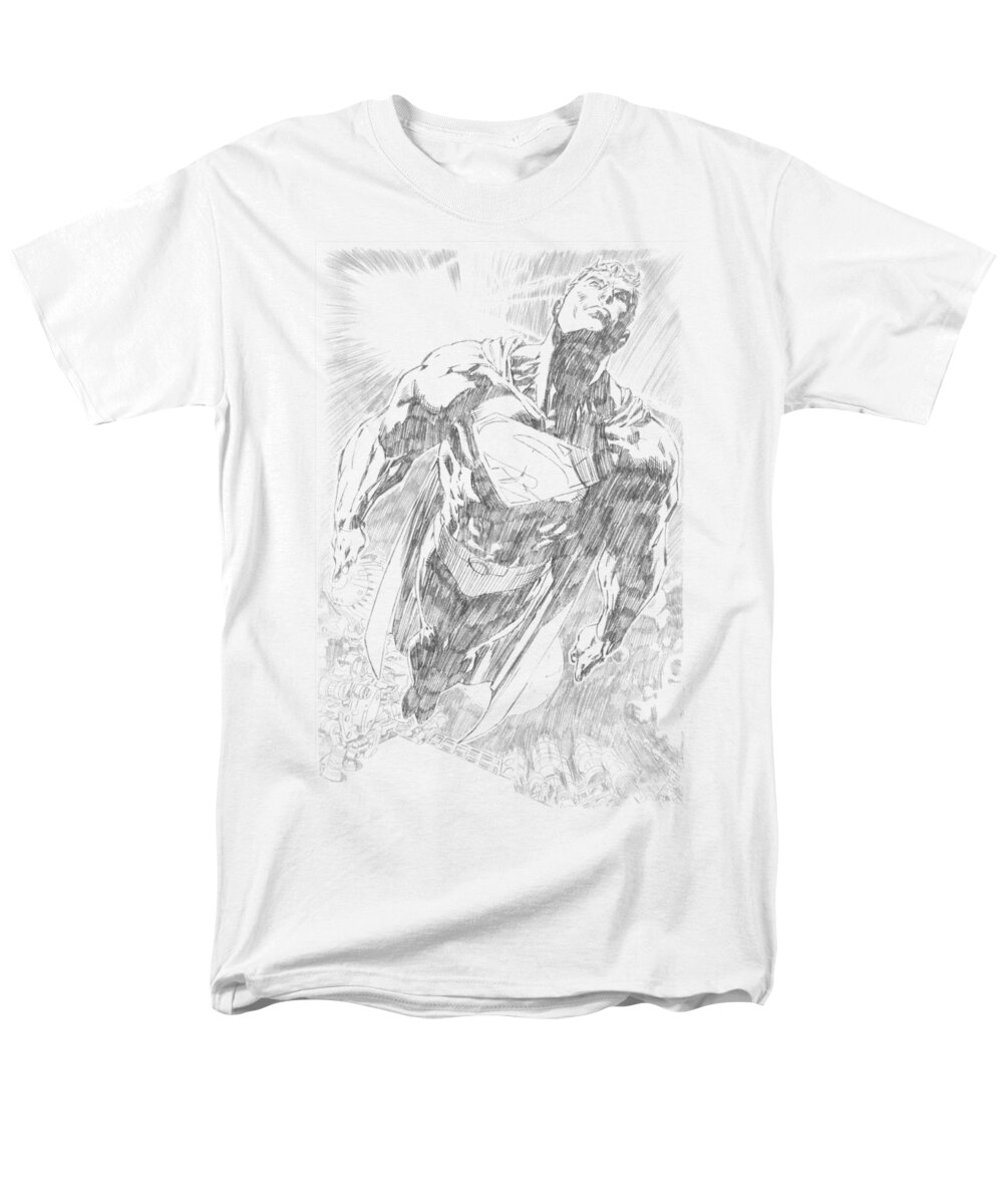Superman Men's T-Shirt (Regular Fit) featuring the digital art Superman - Exploding Space Sketch by Brand A