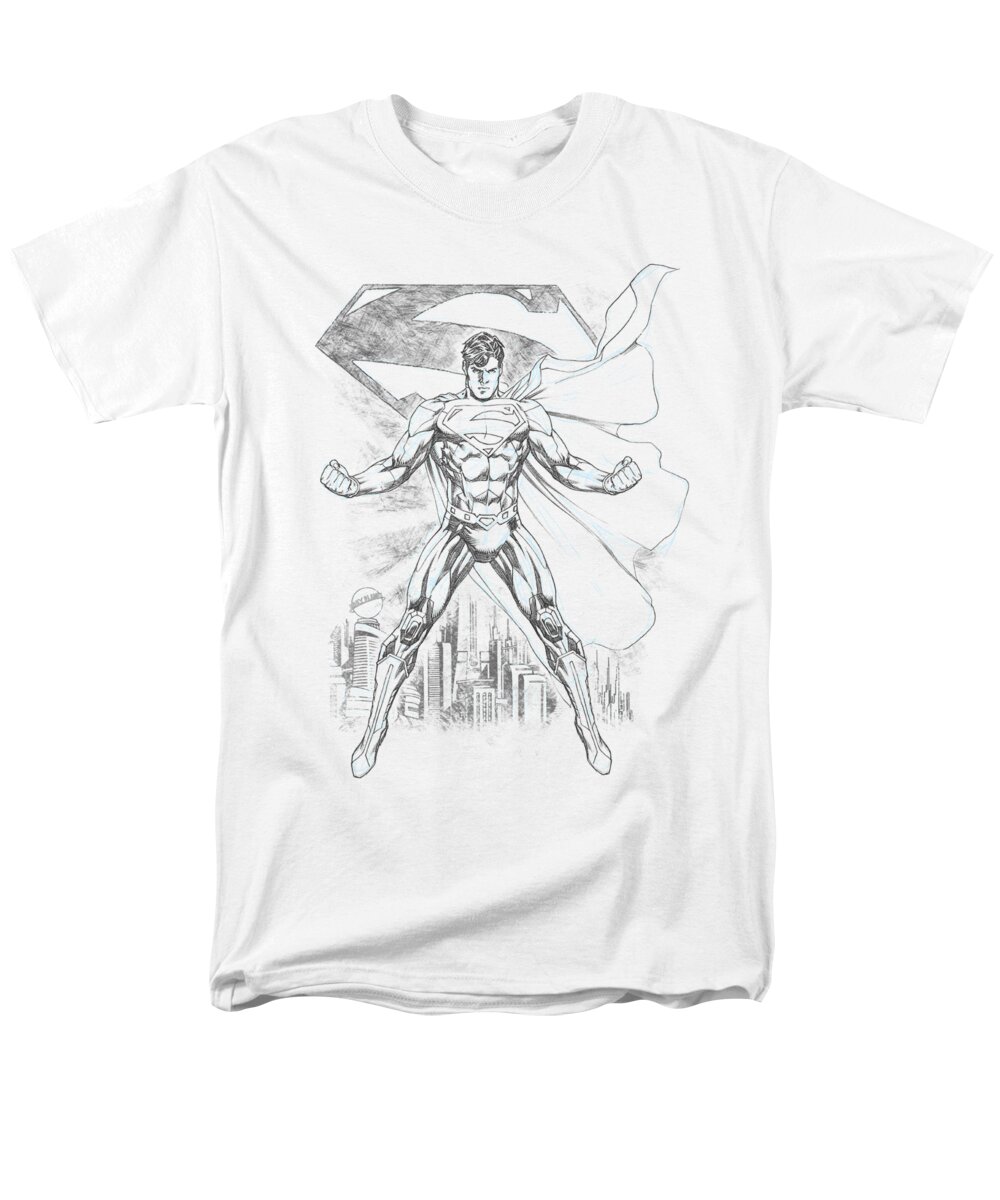 Superman Men's T-Shirt (Regular Fit) featuring the digital art Superman - Super Sketch by Brand A