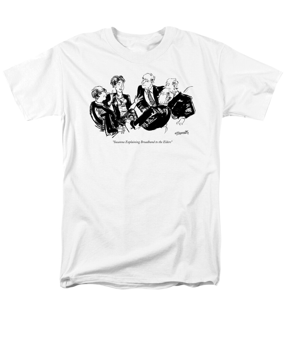 Painters - General Men's T-Shirt (Regular Fit) featuring the drawing Susanna Explaining Broadband To The Elders by William Hamilton