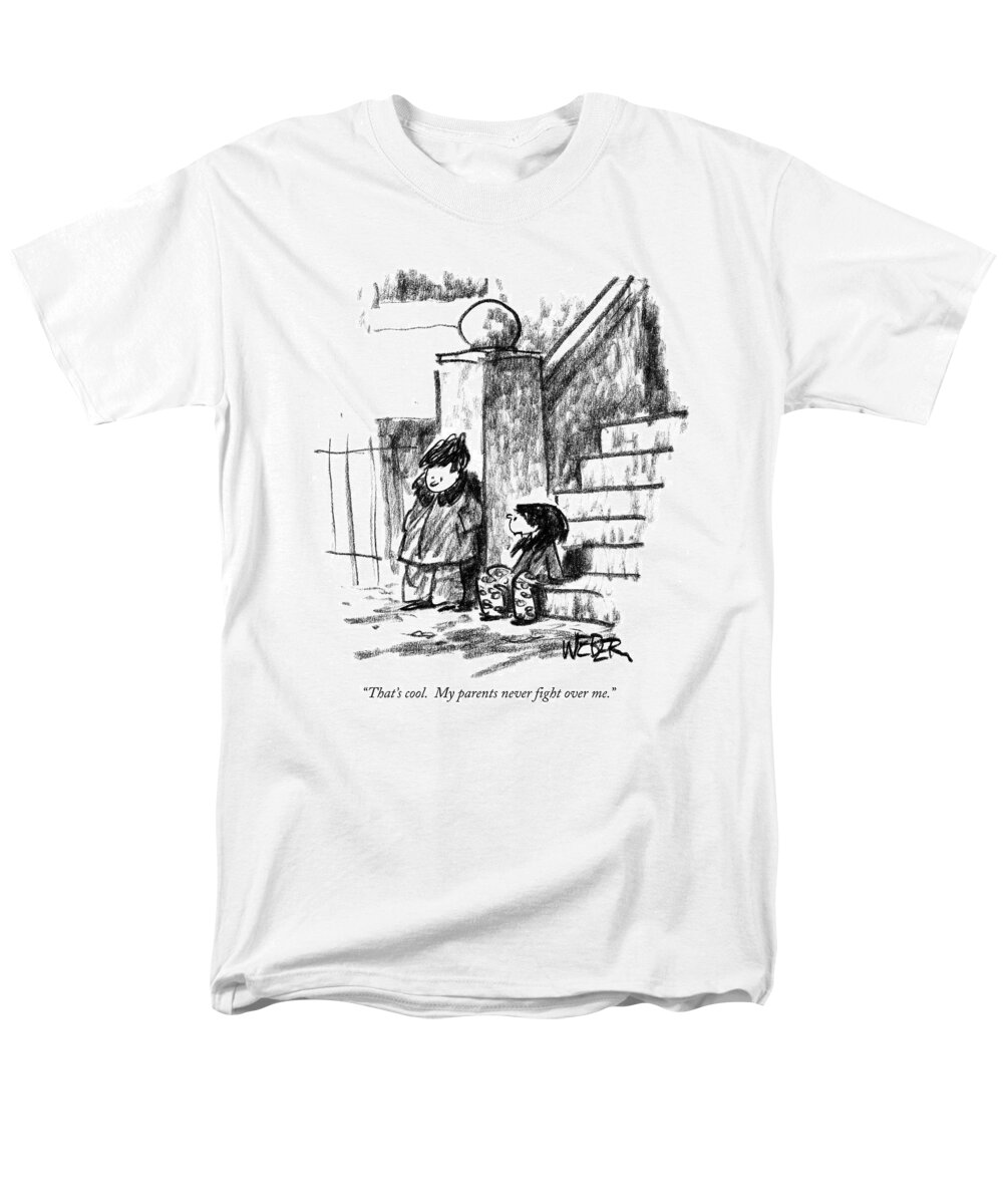 Divorce Men's T-Shirt (Regular Fit) featuring the drawing That's Cool. My Parents Never Fight Over Me by Robert Weber