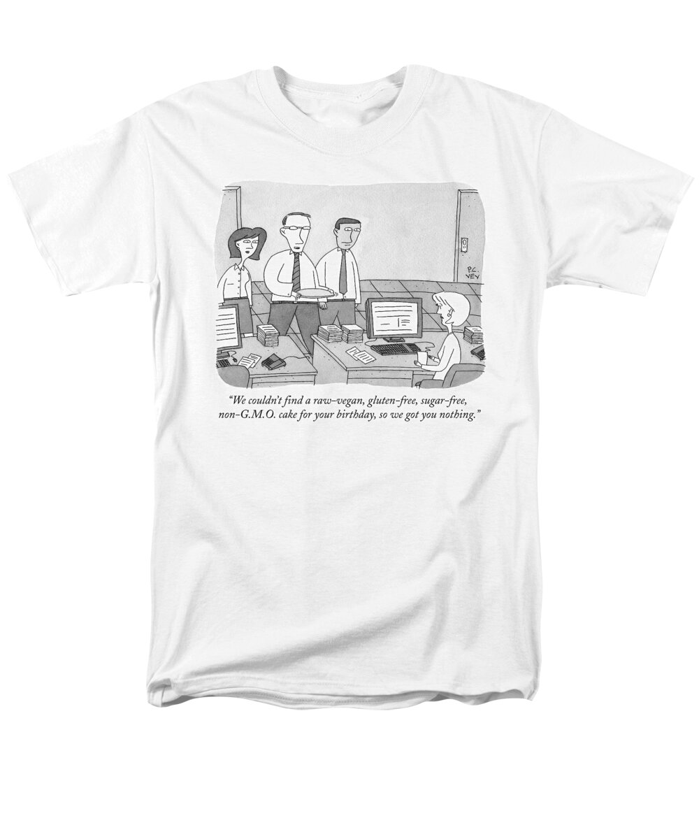 Gluten Men's T-Shirt (Regular Fit) featuring the drawing Three Office Workers by Peter C. Vey