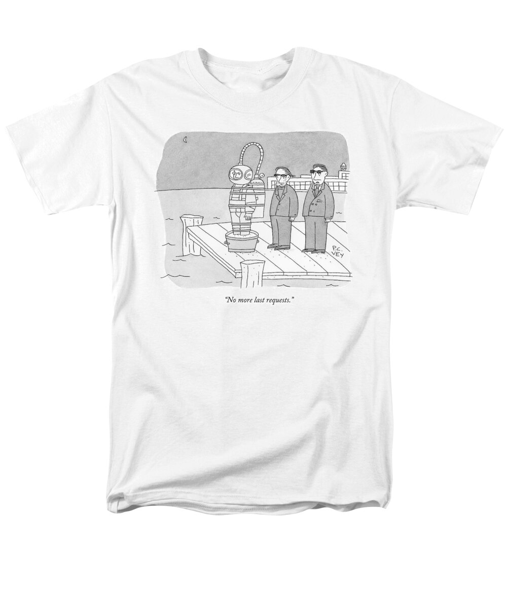 Cement Shoes Men's T-Shirt (Regular Fit) featuring the drawing Two Mobsters Are About To Push A Man In Cement by Peter C. Vey