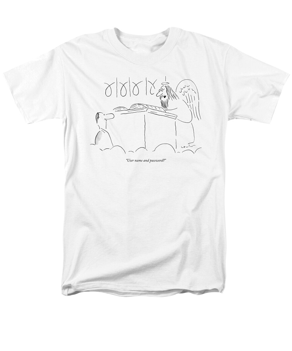 Heaven Men's T-Shirt (Regular Fit) featuring the drawing User Name And Password? by Arnie Levin