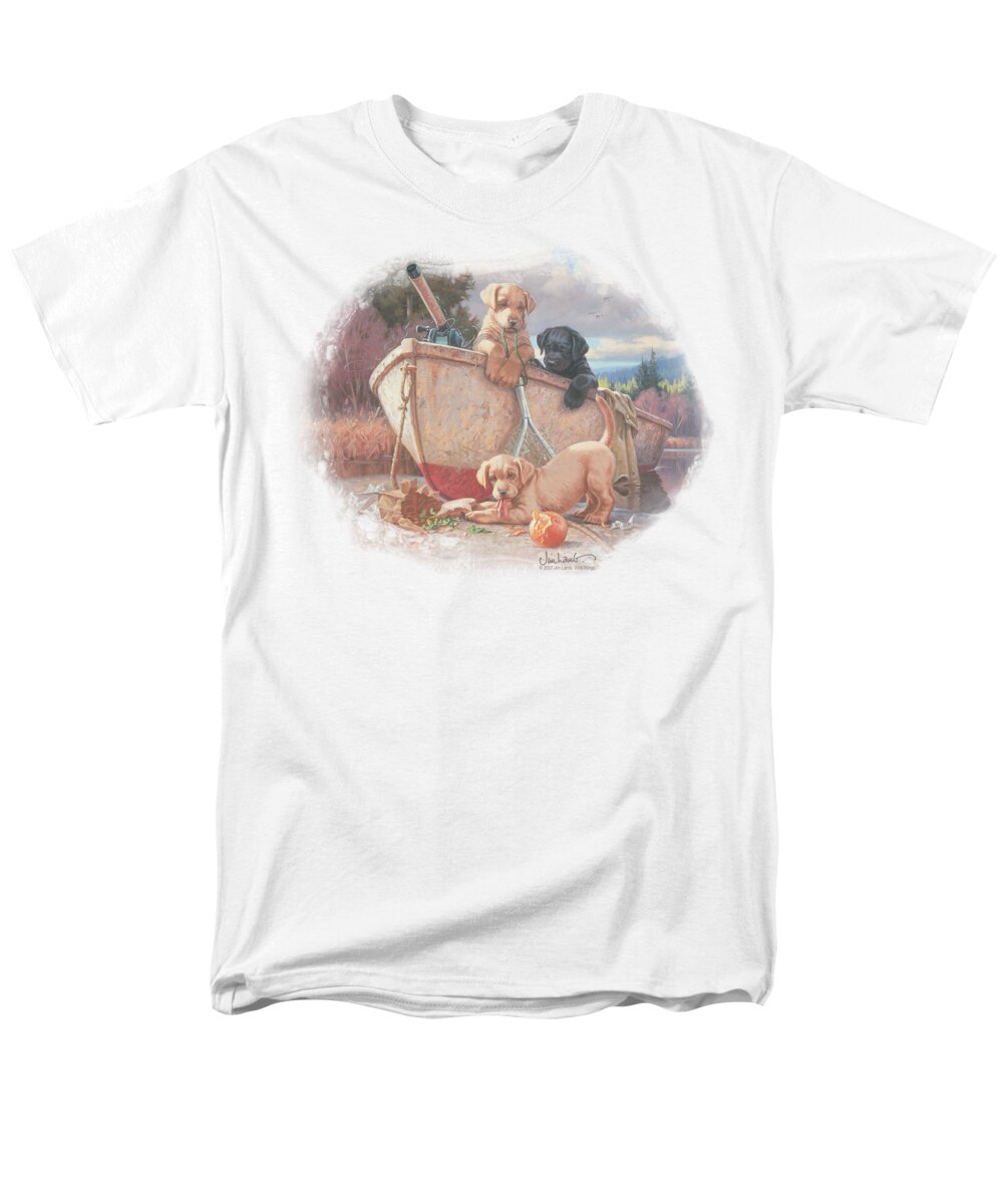 Wildlife Men's T-Shirt (Regular Fit) featuring the digital art Wildlife - Lunch Break Lab Pups by Brand A