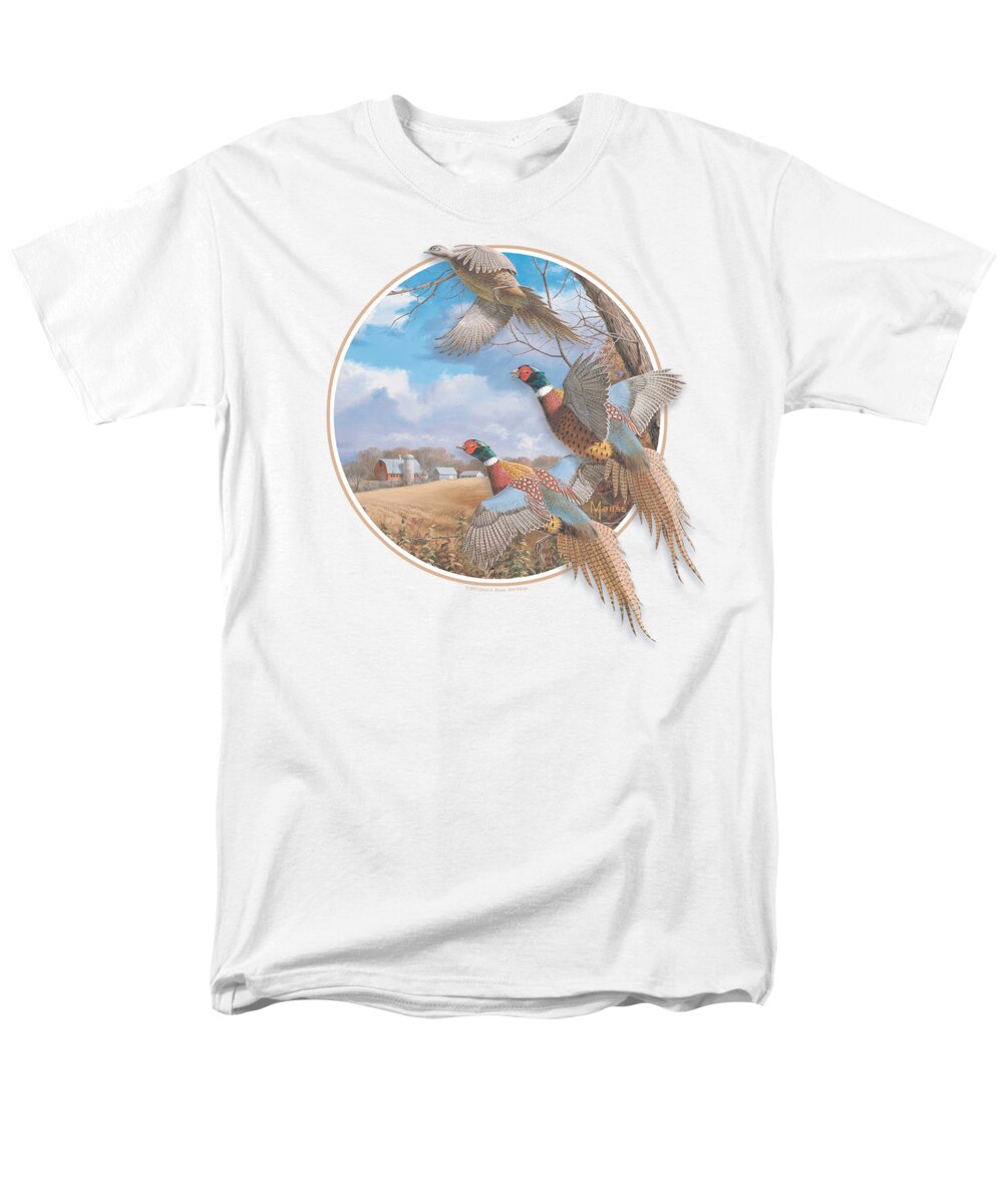 Wildlife Men's T-Shirt (Regular Fit) featuring the digital art Wildlife - October Memories Pheasants by Brand A