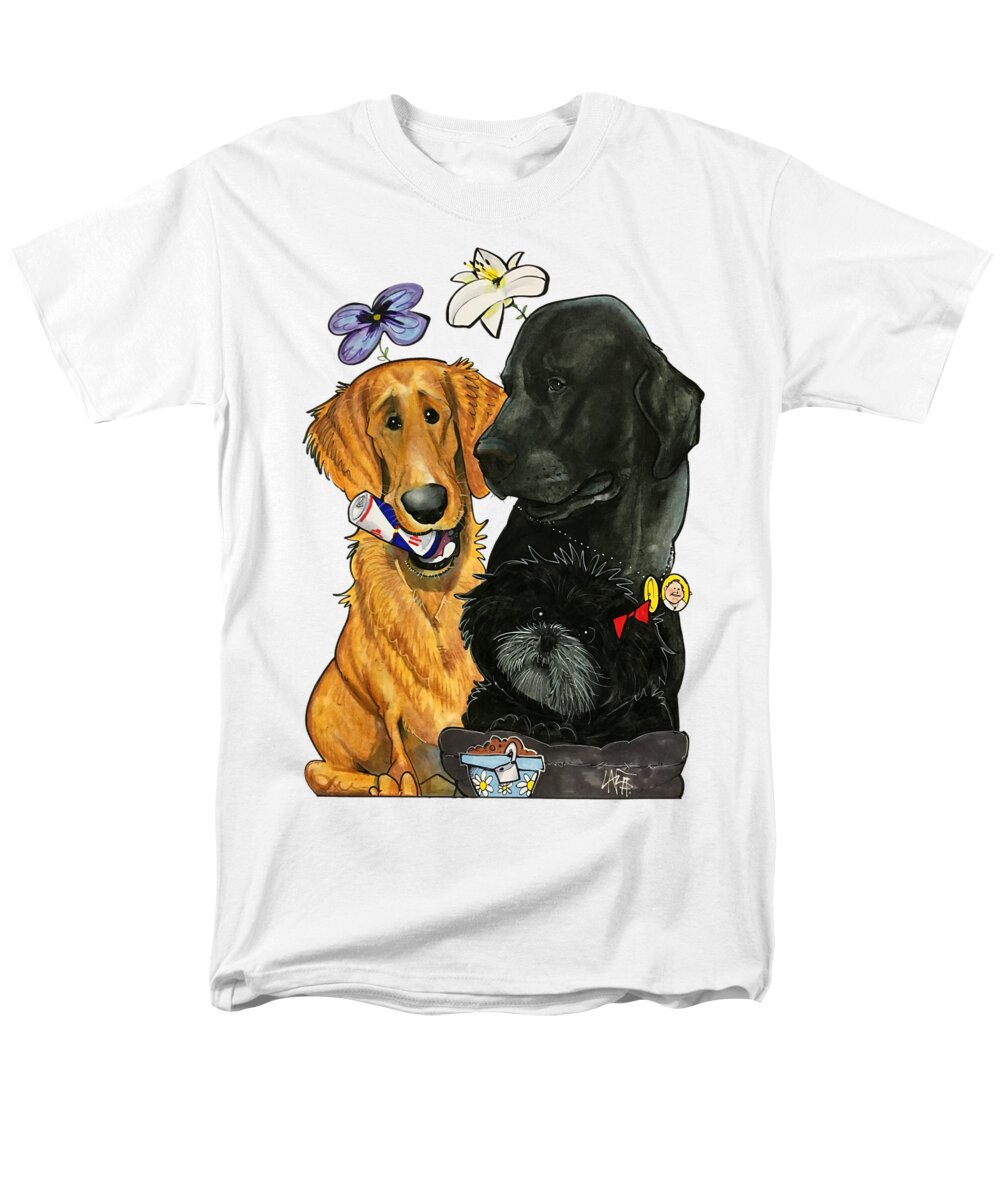 Pet Portrait Men's T-Shirt (Regular Fit) featuring the drawing 7-1396 Scallon by Canine Caricatures By John LaFree