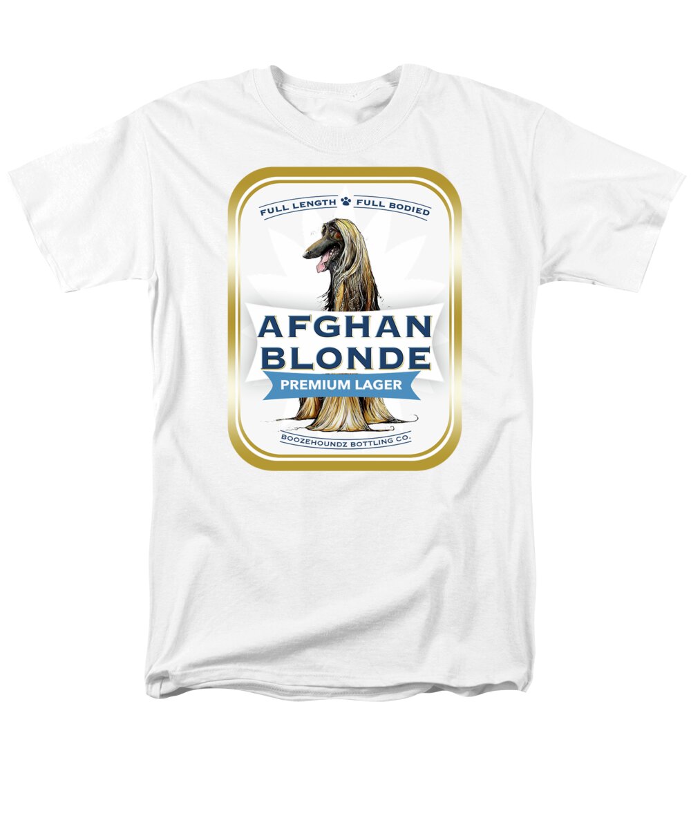 Beer Men's T-Shirt (Regular Fit) featuring the drawing Afghan Blonde Premium Lager by Canine Caricatures By John LaFree