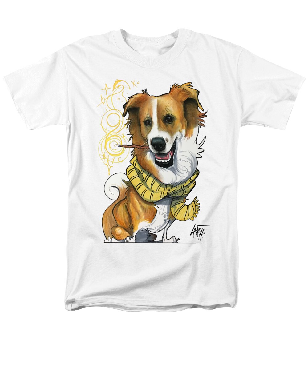 Pet Portrait Men's T-Shirt (Regular Fit) featuring the drawing Castro 3351 by Canine Caricatures By John LaFree