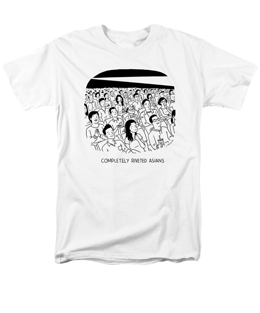 Completely Riveted Asians Men's T-Shirt (Regular Fit) featuring the drawing Completely Riveted Asians by Jeremy Nguyen