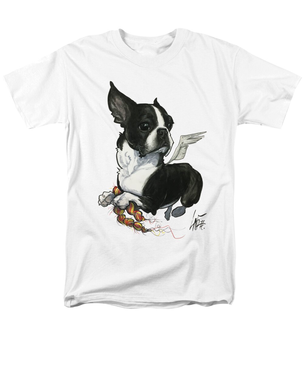 Boston Terrier Men's T-Shirt (Regular Fit) featuring the drawing Cribb 3933 by Canine Caricatures By John LaFree