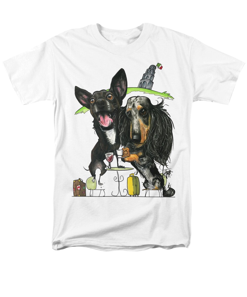 Dominguez Men's T-Shirt (Regular Fit) featuring the drawing Dominguez, Mia and Sri by John LaFree