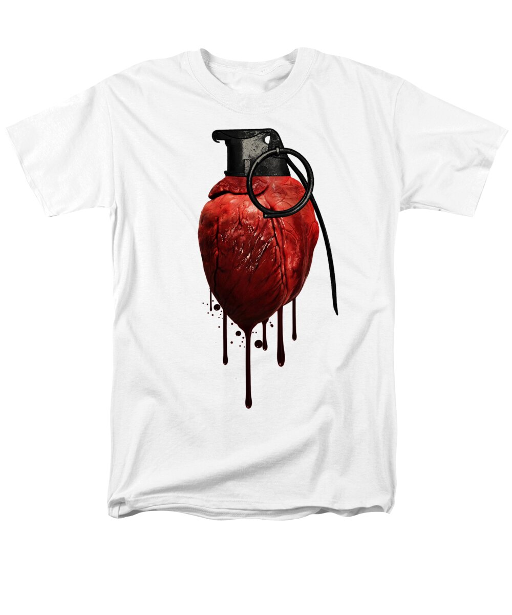 Heart Men's T-Shirt (Regular Fit) featuring the mixed media Heart Grenade by Nicklas Gustafsson