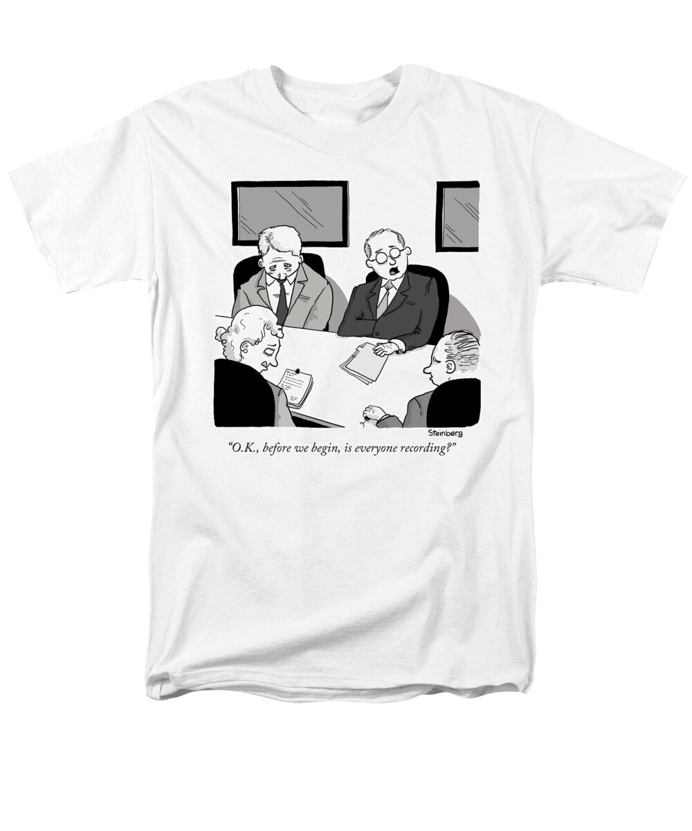 O.k. Men's T-Shirt (Regular Fit) featuring the drawing Is Everyone Recording by Avi Steinberg