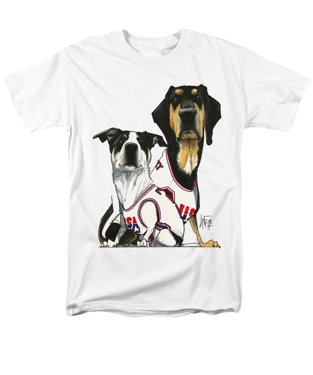 Pet Portrait Men's T-Shirt (Regular Fit) featuring the drawing Poppy 3196 by Canine Caricatures By John LaFree