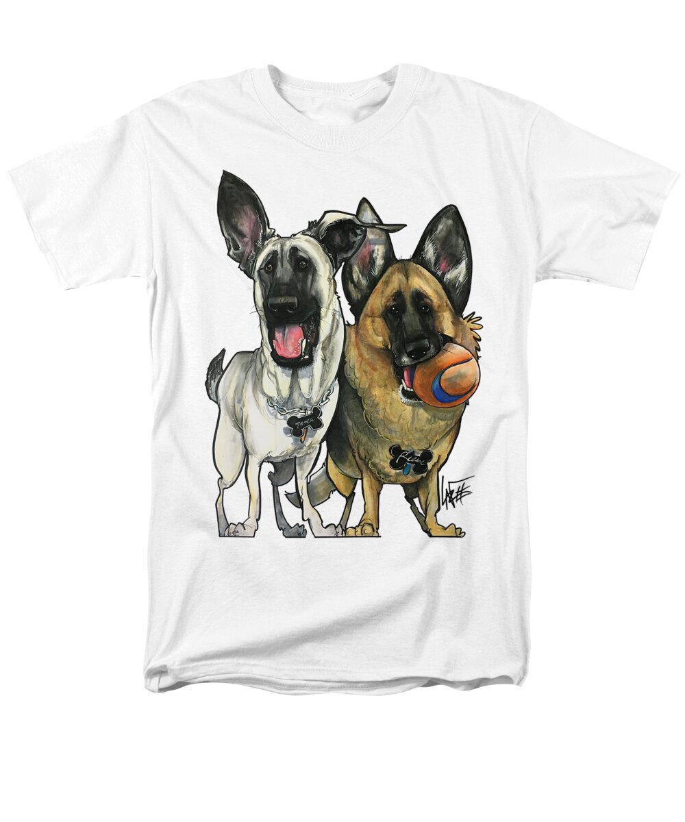 German Shepherd Men's T-Shirt (Regular Fit) featuring the drawing Reid 3835 by Canine Caricatures By John LaFree