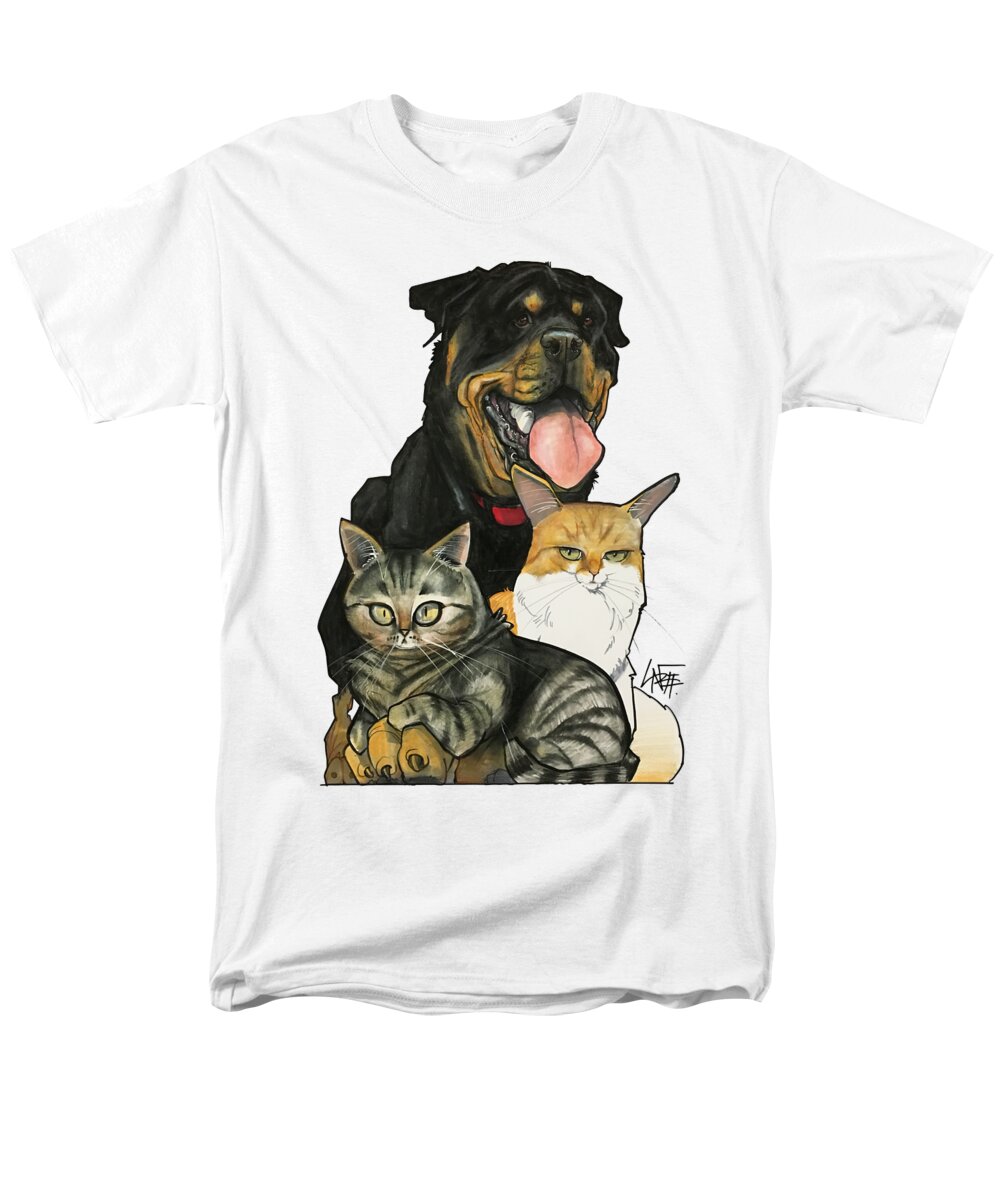 Pet Portrait Men's T-Shirt (Regular Fit) featuring the drawing Reina 3361 by Canine Caricatures By John LaFree