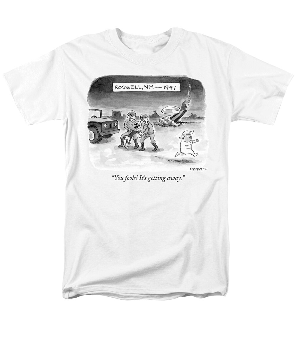 You Fools! It's Getting Away. Men's T-Shirt (Regular Fit) featuring the drawing Roswell NM 1947 by Pat Byrnes