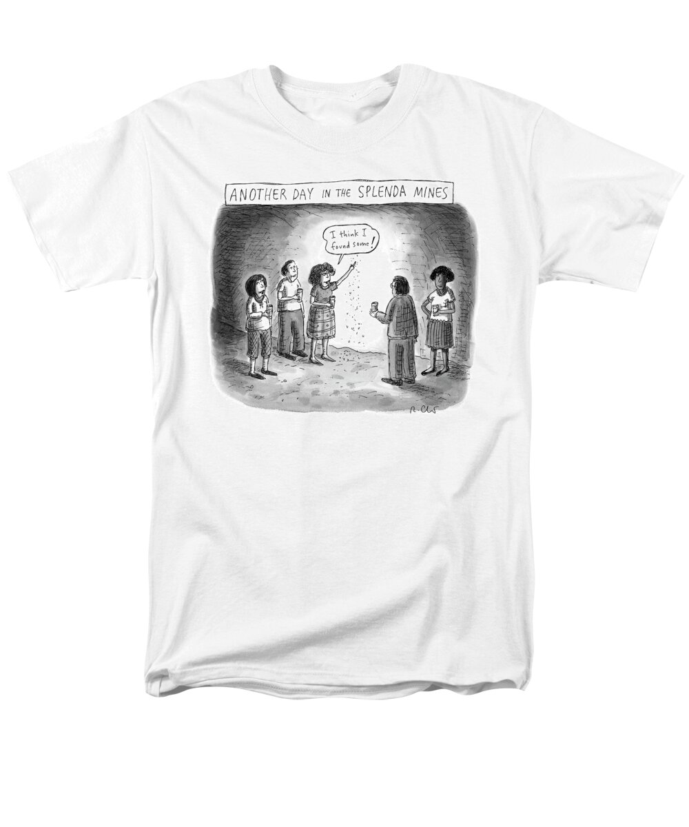  Another Day In The Splenda Mines Sugar Men's T-Shirt (Regular Fit) featuring the drawing Another Day in the Splenda Mines by Roz Chast