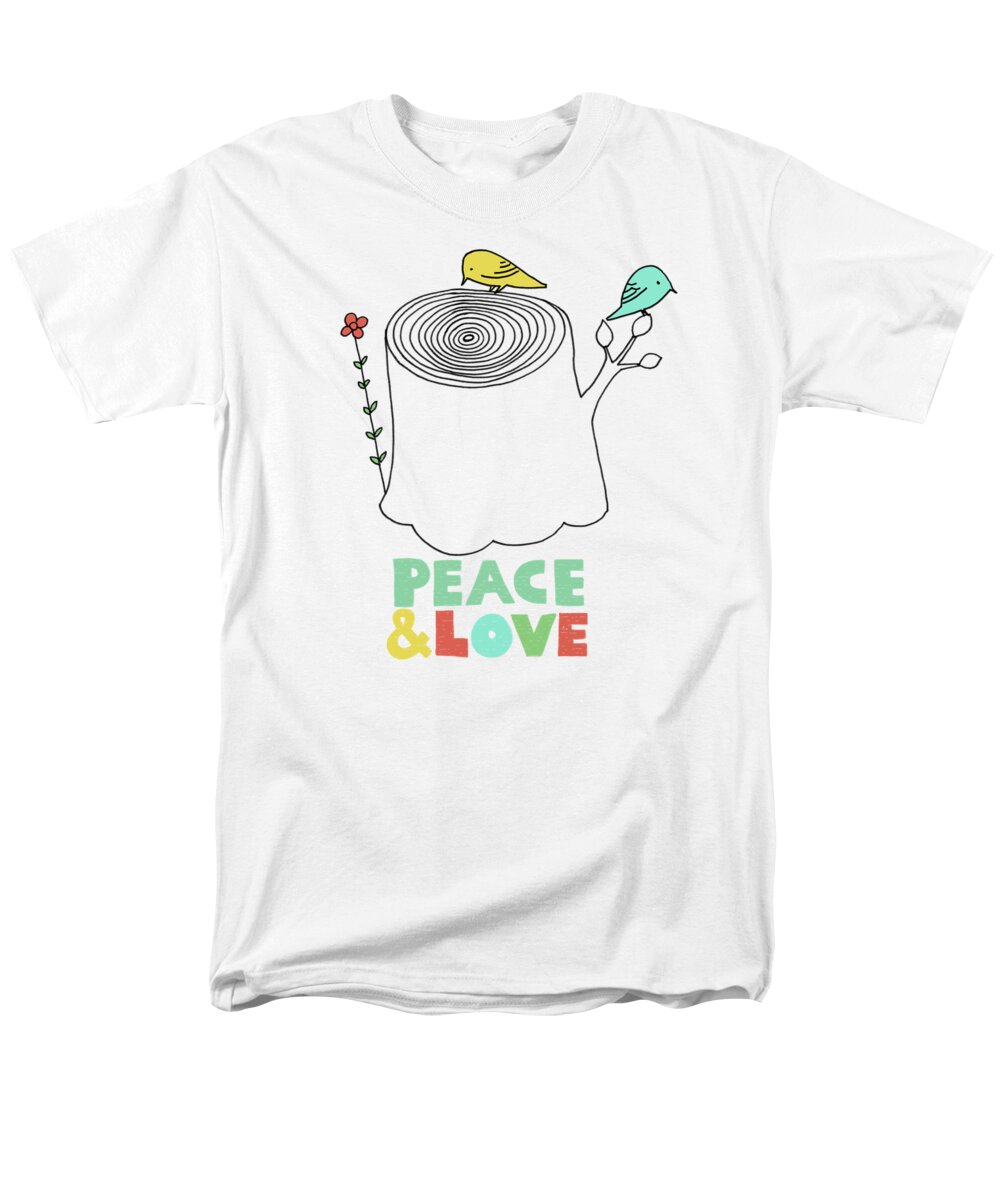 Birds Men's T-Shirt (Regular Fit) featuring the drawing Peace and Love by Eric Fan